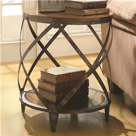 Contemporary Metal Accent Table with Drum Shape 
